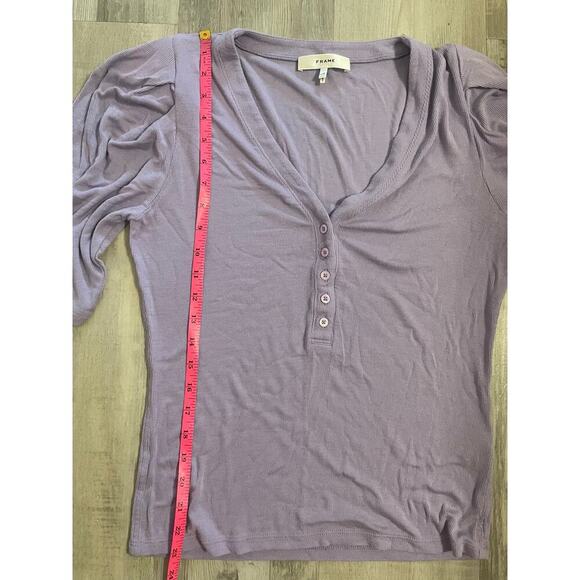 Frame Puff-Sleeve Henley Lilac Top size Large - Picture 9 of 11